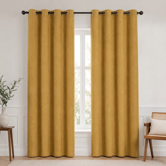 Everyday Elegance 100% Verduisterend Gordijn met Ringen - Goud - 132x175