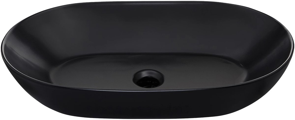Schulte Opzetwastafel Sati – 60 X 42 X 14,5cm - Ovaal - Mat Zwart