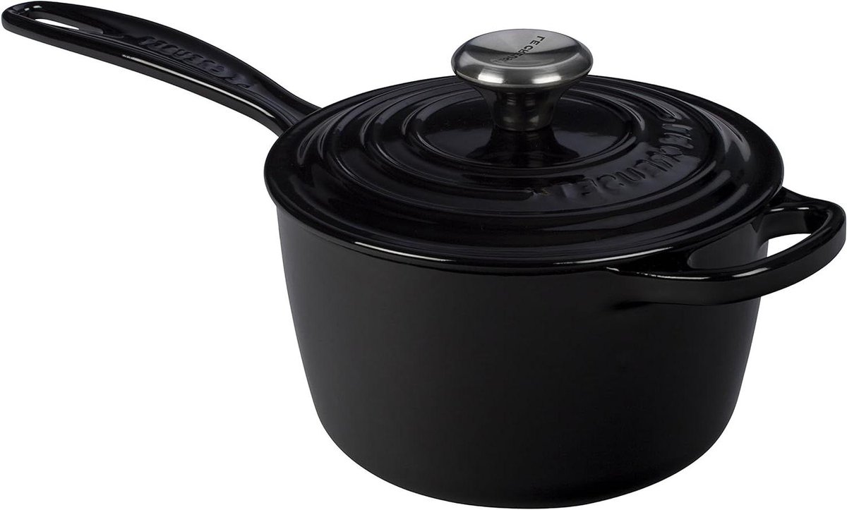 Gietijzeren Pan - Kookpan Sauspan - Sauzen Maken - Gelijkmatige Hitteverdeling - 1.7 Liter - Zwart