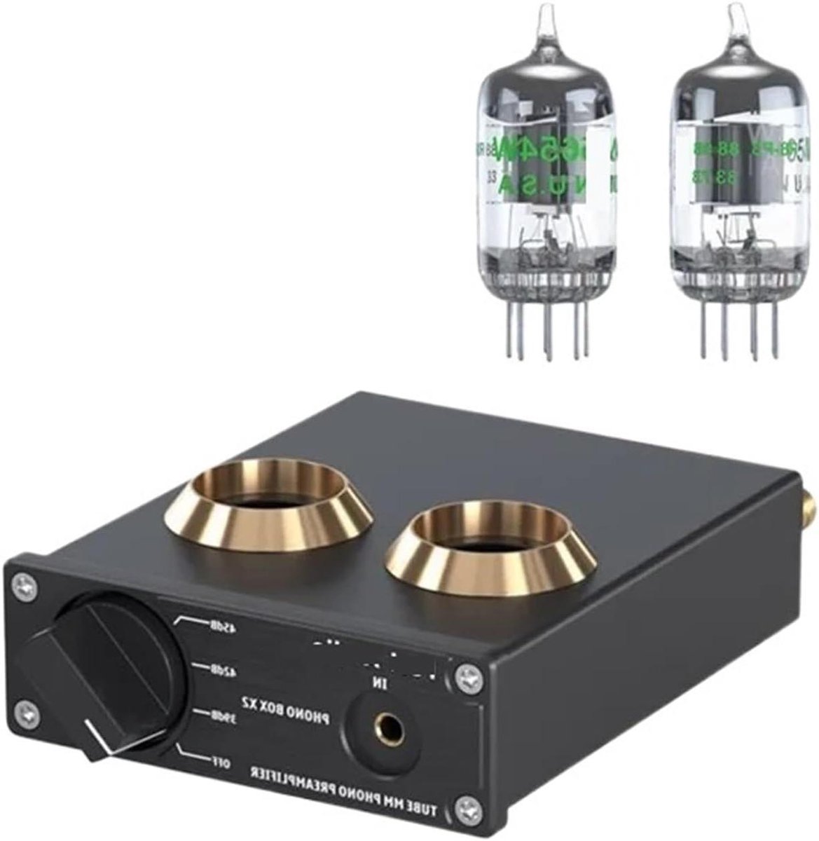 Phono Voorversterker - Mini Stereo - Vinyl Afspelen - Met 5654W Buizen - 12V Adapter - Zwart