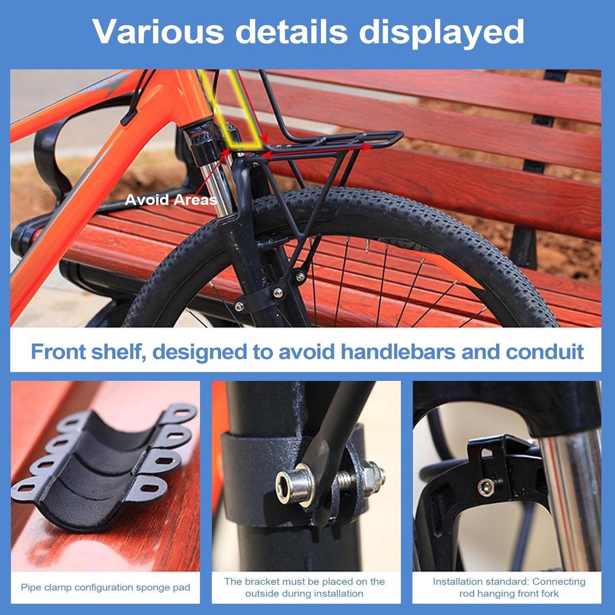Fiets mand - Voorrek opbergrek - Boodschappen vervoeren - Snelle montage - 35 x 25 cm - Zwart