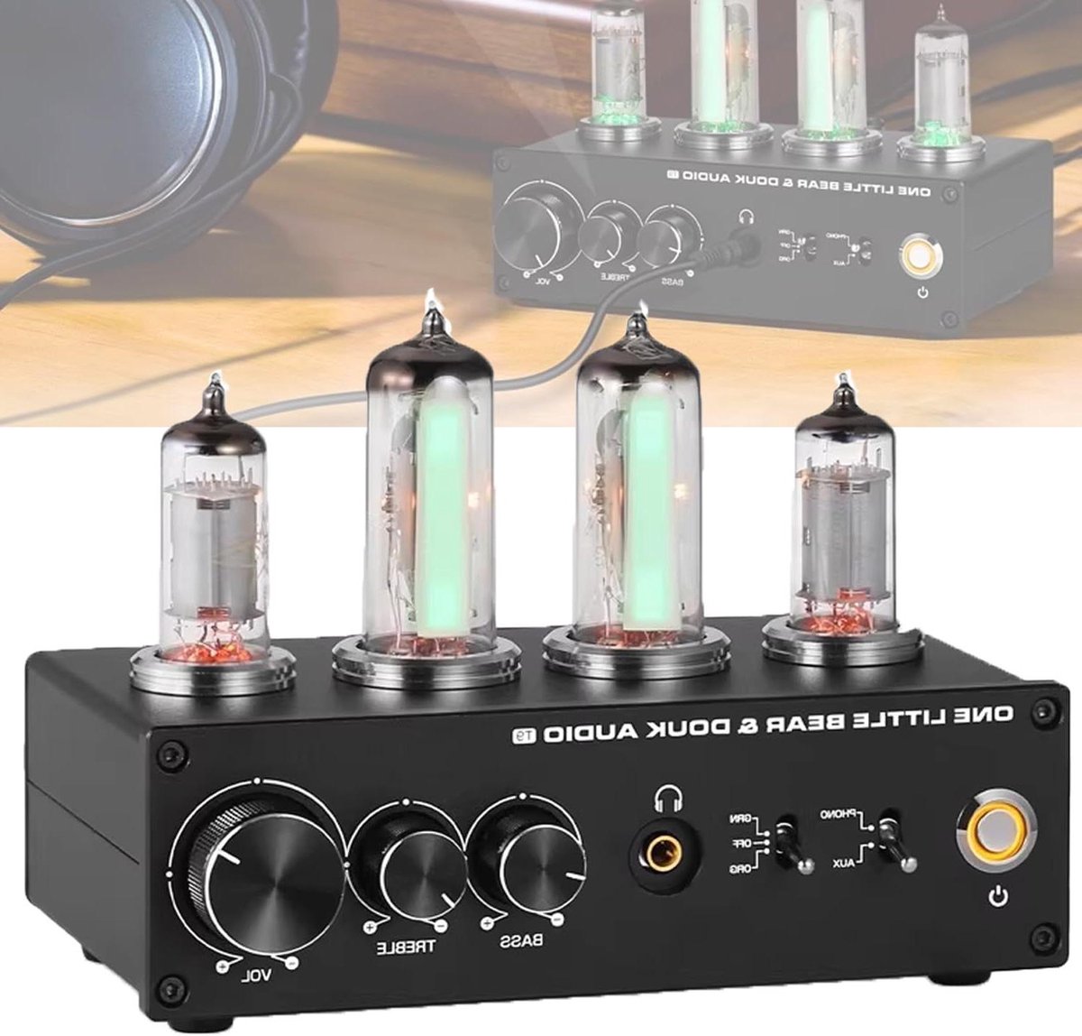 Phono Voorversterker - Audio Versterker - Muziek Luisteren - Vacuümbuis Geluid - 154 x 87 x 47 mm - Zwart