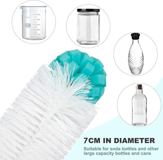 Waterflesborstel - Flessenreiniger - Flessen Schoonmaken - Spons & Hoekig Handvat - 325 cm Lengte - Groen — afbeelding 4