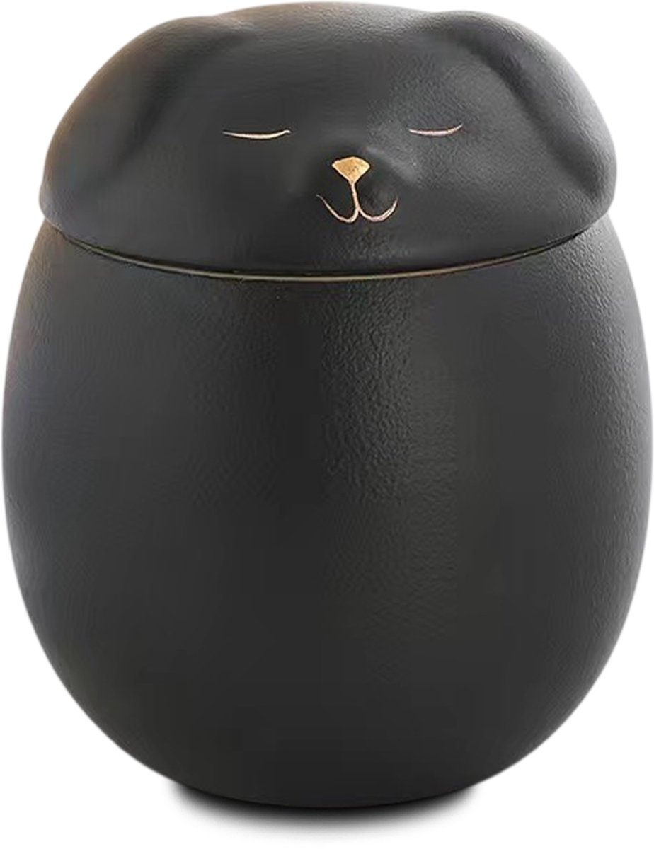 Akerz Mini Urn Hond & Kat Zwart – Herinneringsurn Huisdier – 160 ml – Aluminium – Inclusief Beschermzakje – Voor Dierenas en Herinneringsas