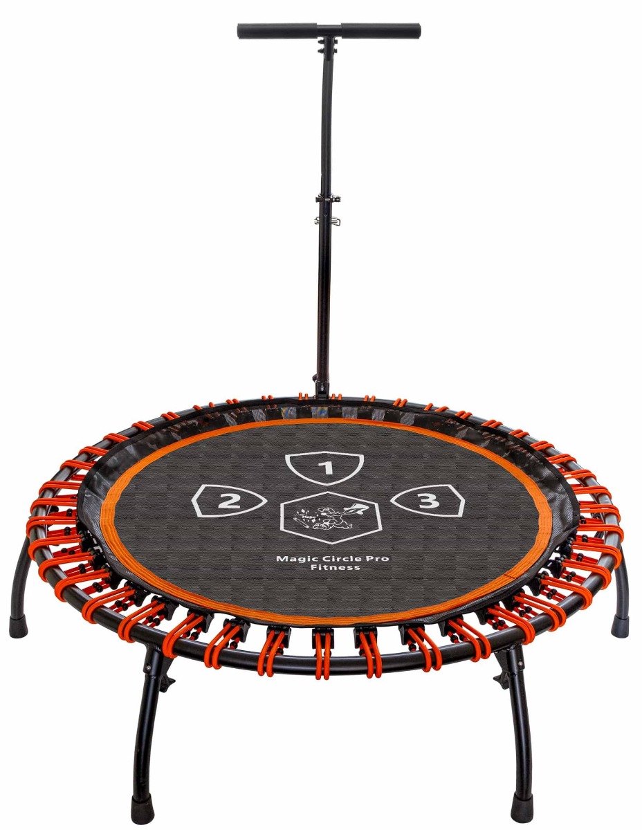 Magic Circle Pro Fitness Trampoline 125 cm oranje - Aluminium fitness trampoline met elastieken - Eenvoudig Inklapbaar - Inclusief Armsteun