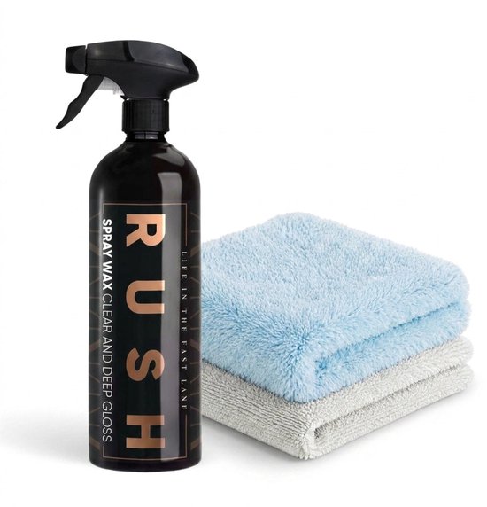 Forfait de Cire de voiture RUSH - Pour Auto et moto - Lessive de voiture - Cire en aérosol - Chiffon en microfibre - Chiffon en microfibre pour voiture
