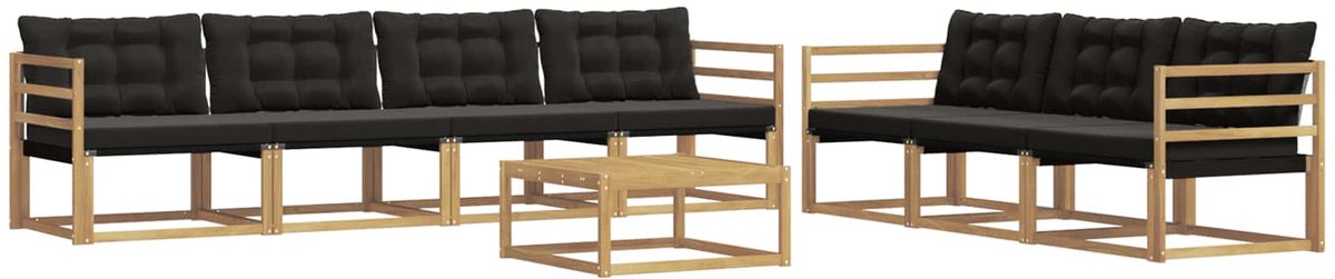 vidaXL Buiten - bank - set - 8 - st - 7-zits - Wit - en - zwart Wit en zwart