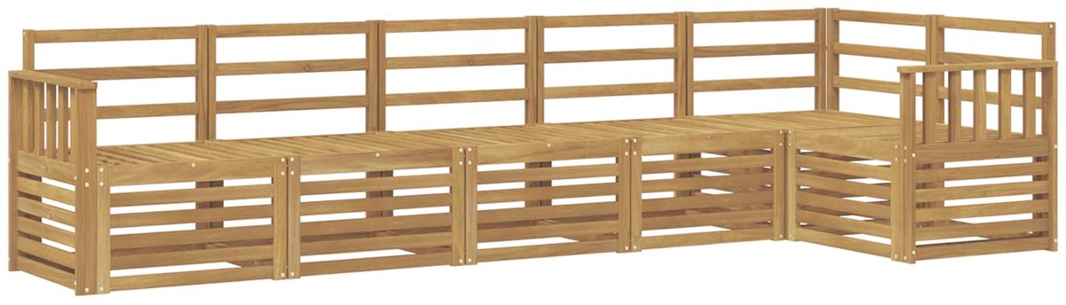 vidaXL Buiten - bank - set - 6 - st - 6-zits - Wit - Massief - Acacia - Hout