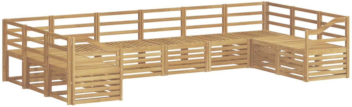 vidaXL Buiten - bank - set - 10 - st - 10-zits - Wit - Massief - Acacia - Hout