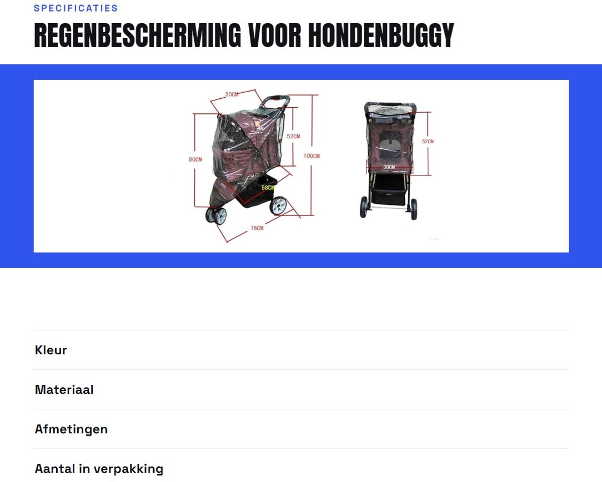 Transparant met - Opvouwbare Waterdichte Regenhoes voor Hondenwieg – foto 3