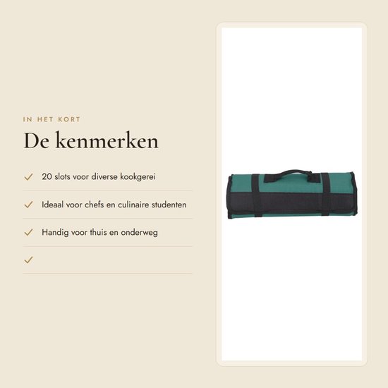 Dailygoods- Bestekmessenhouder 20 Slots - Multifunctionele Draagbare Rolopbergtas - Voor Thuis/Koken/School/Reizen - Ideaal voor Kamperen - Houdt Messen en Vorken Georganiseerd - Messenrol — afbeelding 2
