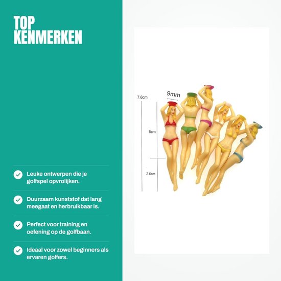 aladdien - Bikini meisje golf tees - 6 stuks - Leuke golfbal houder - 76 mm - Duurzaam kunststof - Geschikt voor mannen en vrouwen - Kasteel ontwerp van Merkloos — afbeelding 2