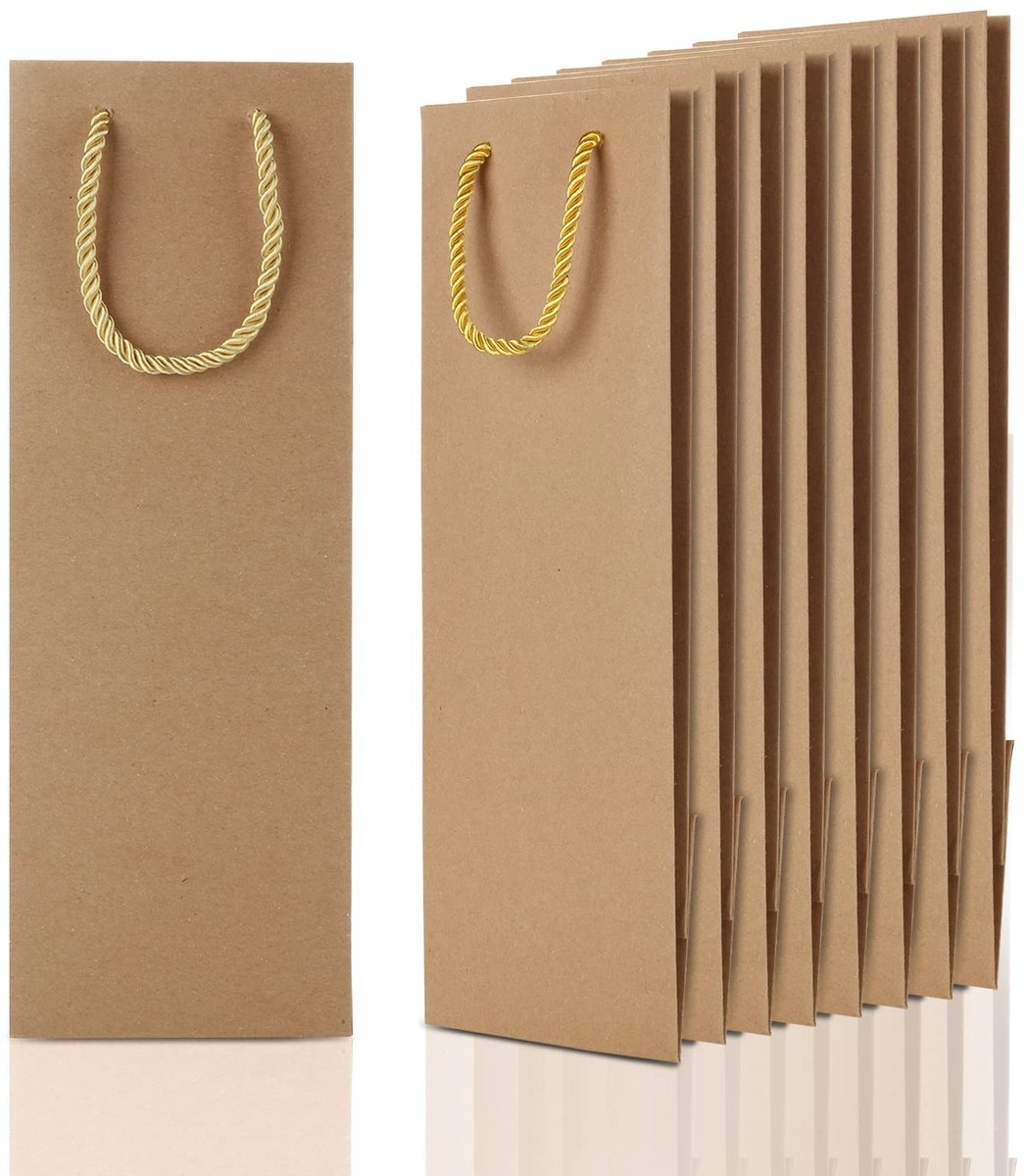 Dailygoods- Fleszakken 30 Stuks - Kraft Papier - Wijnzakken 750 ml - Milieuvriendelijk - Herbruikbaar - Stevig en Handig