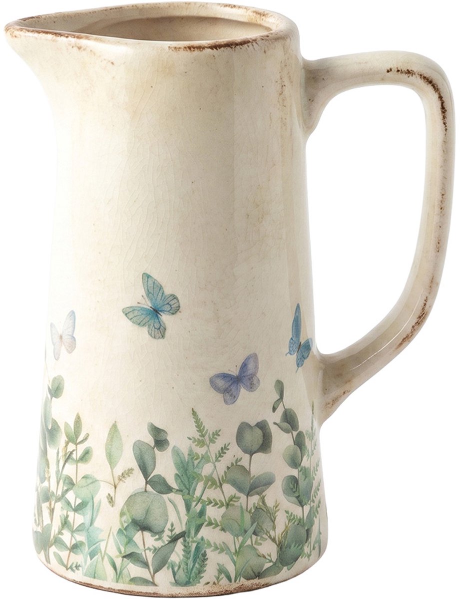 Clayre & Eef Decoratie Kan Beige Keramiek Vlinders