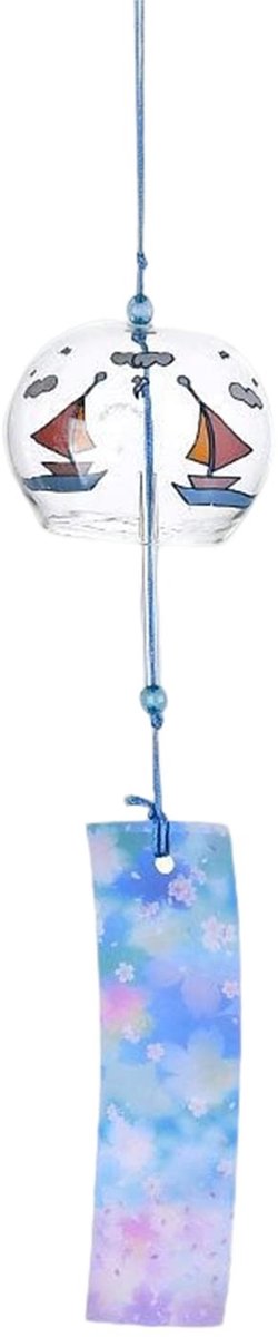 Dailygoods- Windgong Blauw Glas - Mini Windgong - Hangende Decoratie - Voor Huiskamer - Voor Auto - Hoog Borosilicaatglas - 6x7cm - Windklok