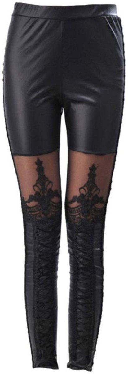 Dailygoods- Leggings Hoog Getailleerd - Leren Legging - Gothic Punkbroek - Ademend - Comfortabel - Duurzaam Materiaal - Buisbroek