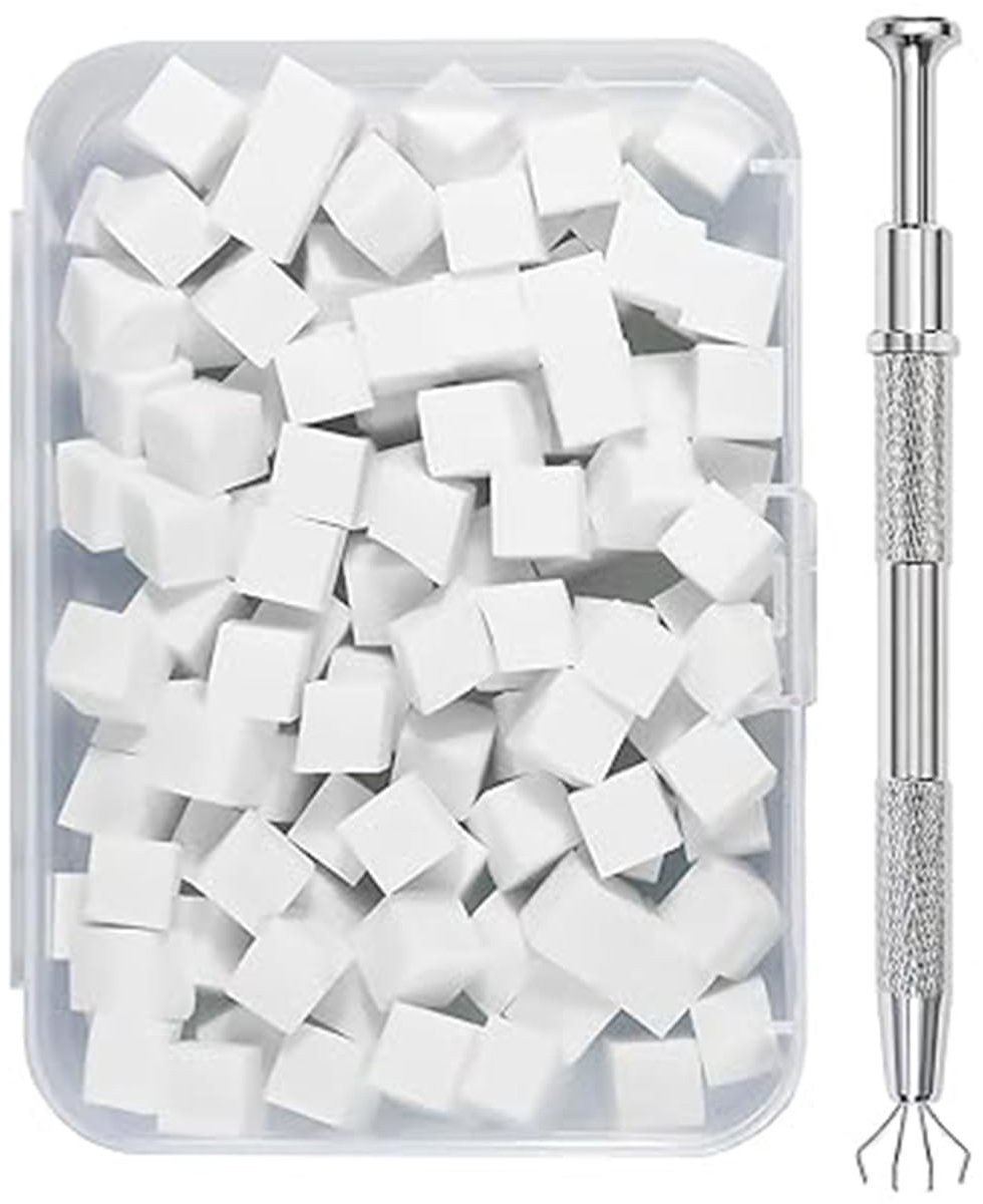 Dailygoods- Nail Art Sponzen 200 Stuks - Metalen Grijper - Hoogwaardige Manicure-accessoires - Creatieve Nageldesigns - Ombre Effecten - Handige Doos 11,5 x 8,3 x 3 cm - Nagelsponzen