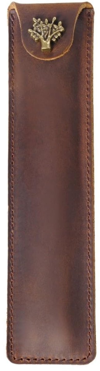 Dailygoods- Etui Leren - Vintage Pennenhouder - Pennenhouder voor Werk/Kantoor - Hoogwaardig Leer - Geschikt voor Pennen tot 15 cm - Schokbestendig