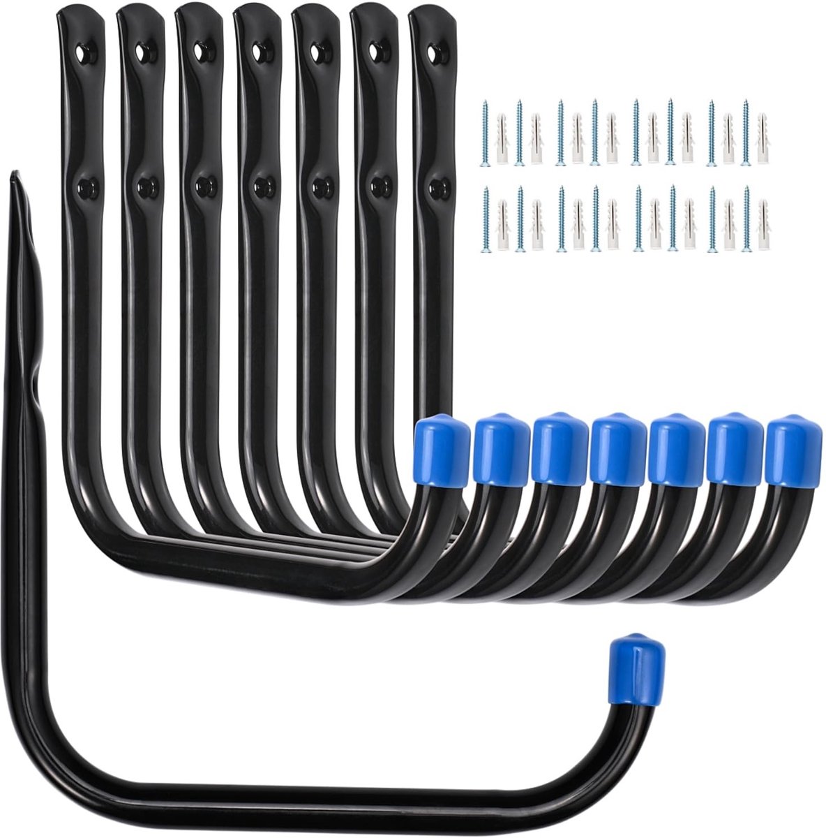 Dailygoods- Garagehaken Heavy Duty - Wandbeugel - Opberghaken Garage - Ladderhaken - 8 Stuks - 17cm Hoogwaardige Staal - Opberghaak