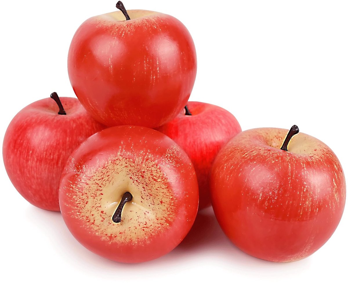 Dailygoods- Kunstrode Appels - 5 Stuks - Realistisch Nep Fruit - Decoratie Fruit - Tafel Centerpieces - Onderhoudsvriendelijk - Hoogwaardige Kunststof - Nepfruit