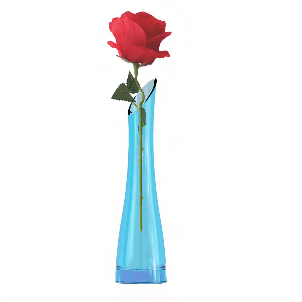 Dailygoods- Bloem Vaasje Schuine Mond - Glazen Vaas - 23 cm Hoogte - Zware Basis - Enkel Knop - Modern Design - Geschikt voor 1-2 Takken