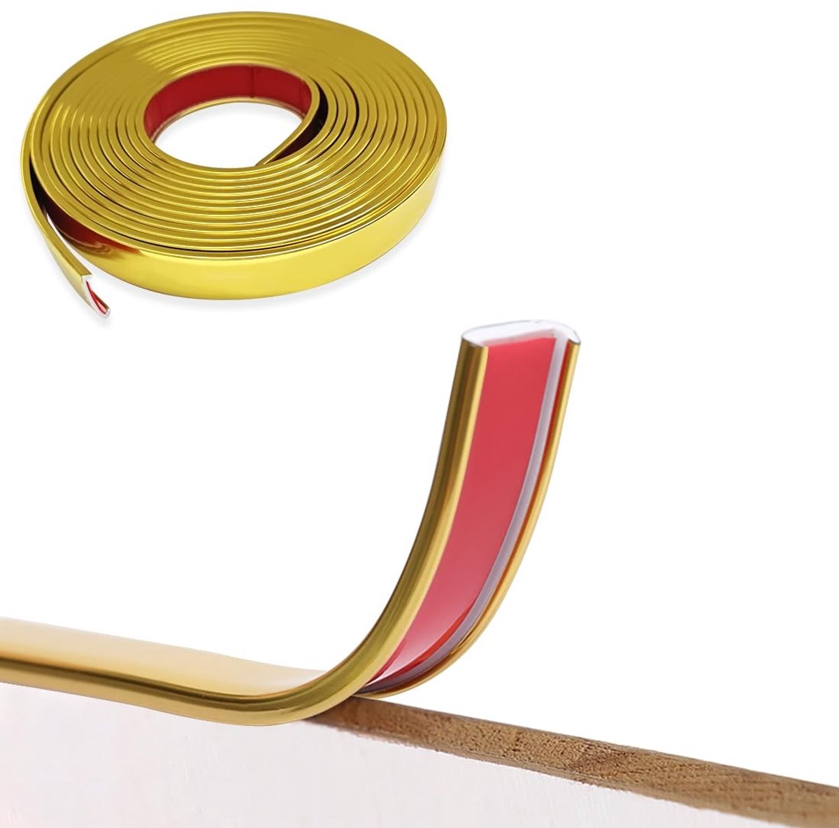 Dailygoods- Randbanding U-vorm - 5M Zelfklevende Banding - Flexibele PVC Rand - Meubelrand Trim - Voor Tafel/Kast - Eenvoudig te Plakken - Meubelafwerking