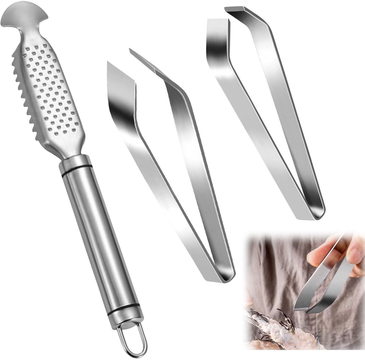 Dailygoods- Visschubbenschraper Roestvrij Staal - Visschubber - Pincetten - Keukenhulpmiddel - Antioxiderend - Vaatwasserbestendig - Visgereedschap