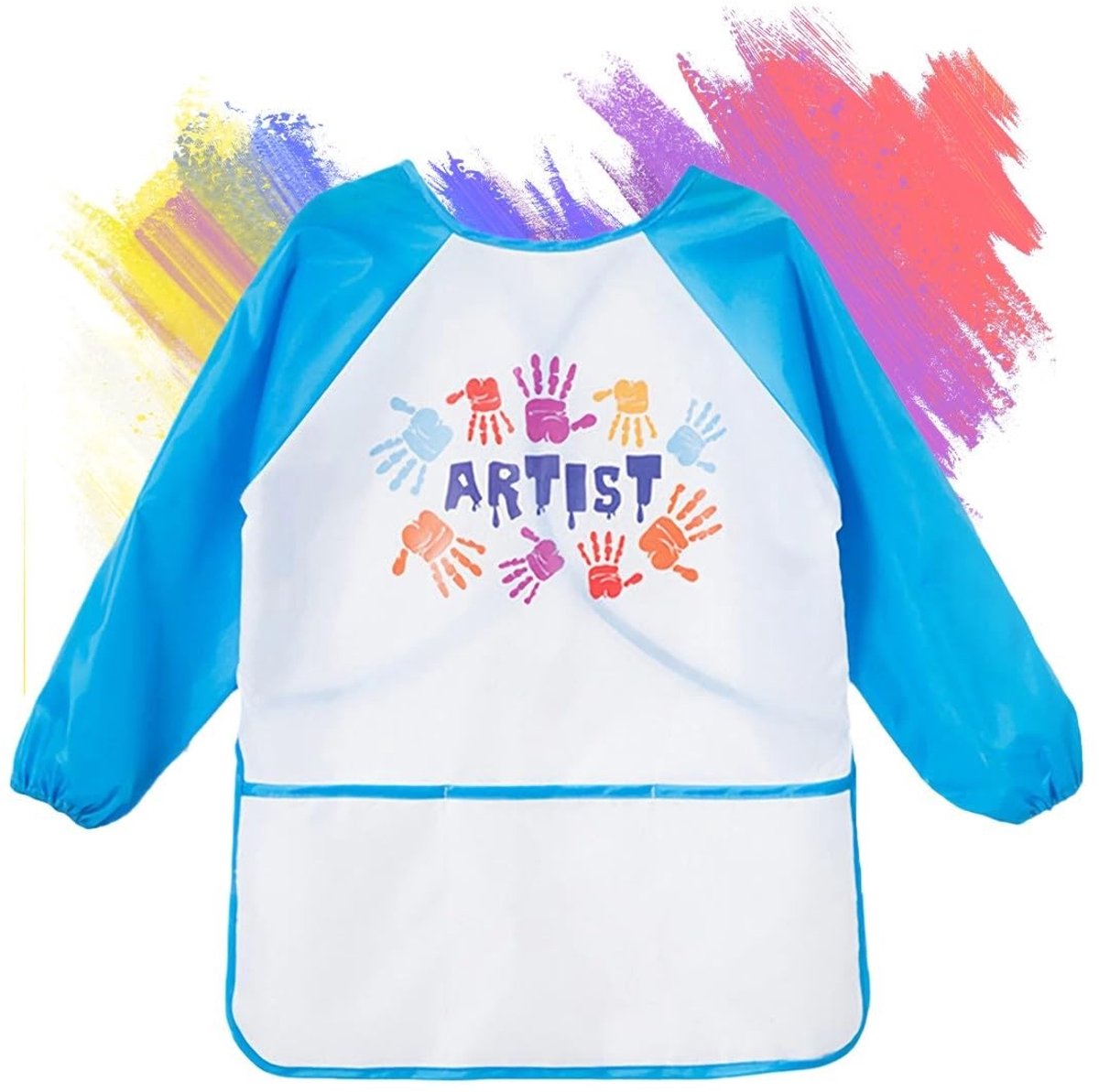 Dailygoods- Schilderschort Waterdicht - Schildersjas Kinderen - Knutselschort 2-8 Jaar - Met Mouwen - 3 Zakken - Elastische Manchetten