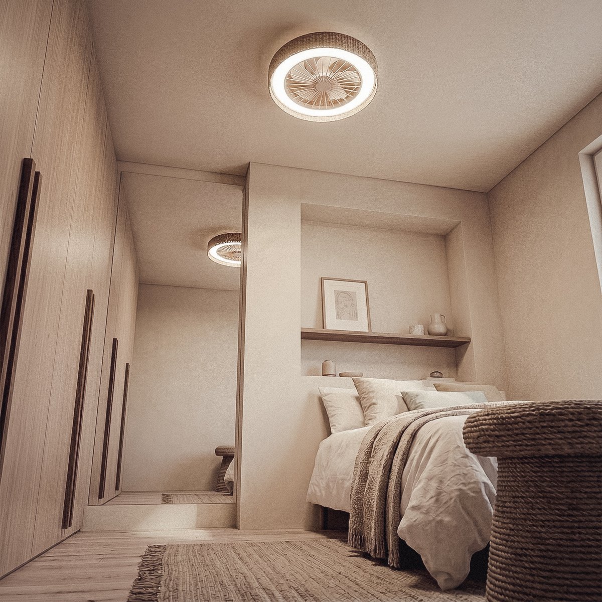 Fantiluxe - Andreas - Plafondventilator met verlichting - Bruin Transparant - Ø50cm - Afstandsbediening - Met lamp - Plafond ventilator - Slaapkamer thumbnail 5