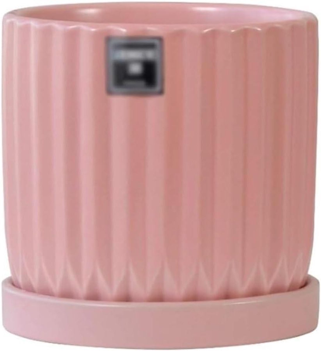 Keramische Bloempot - Plant Pot Tafeldecoratie - Planten Binnen Zetten - Gestreept Oppervlak - 138 cm - Roze