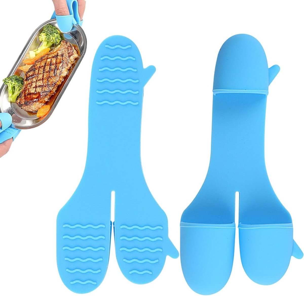 Ovenwanten Siliconen - Hittebestendige Grippers - Veilig Koken - Antislip Structuur - 1 Paar - Blauw