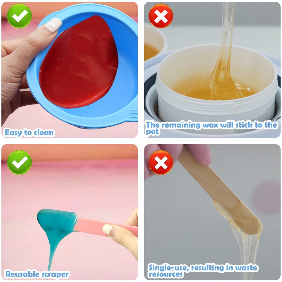 Dailygoods- Waswarmer Siliconen - 2 Stuks - Herbruikbare Kom - Waterdicht - Antiaanbaklaag - Gemakkelijk Schoon te Maken - Wax Liner