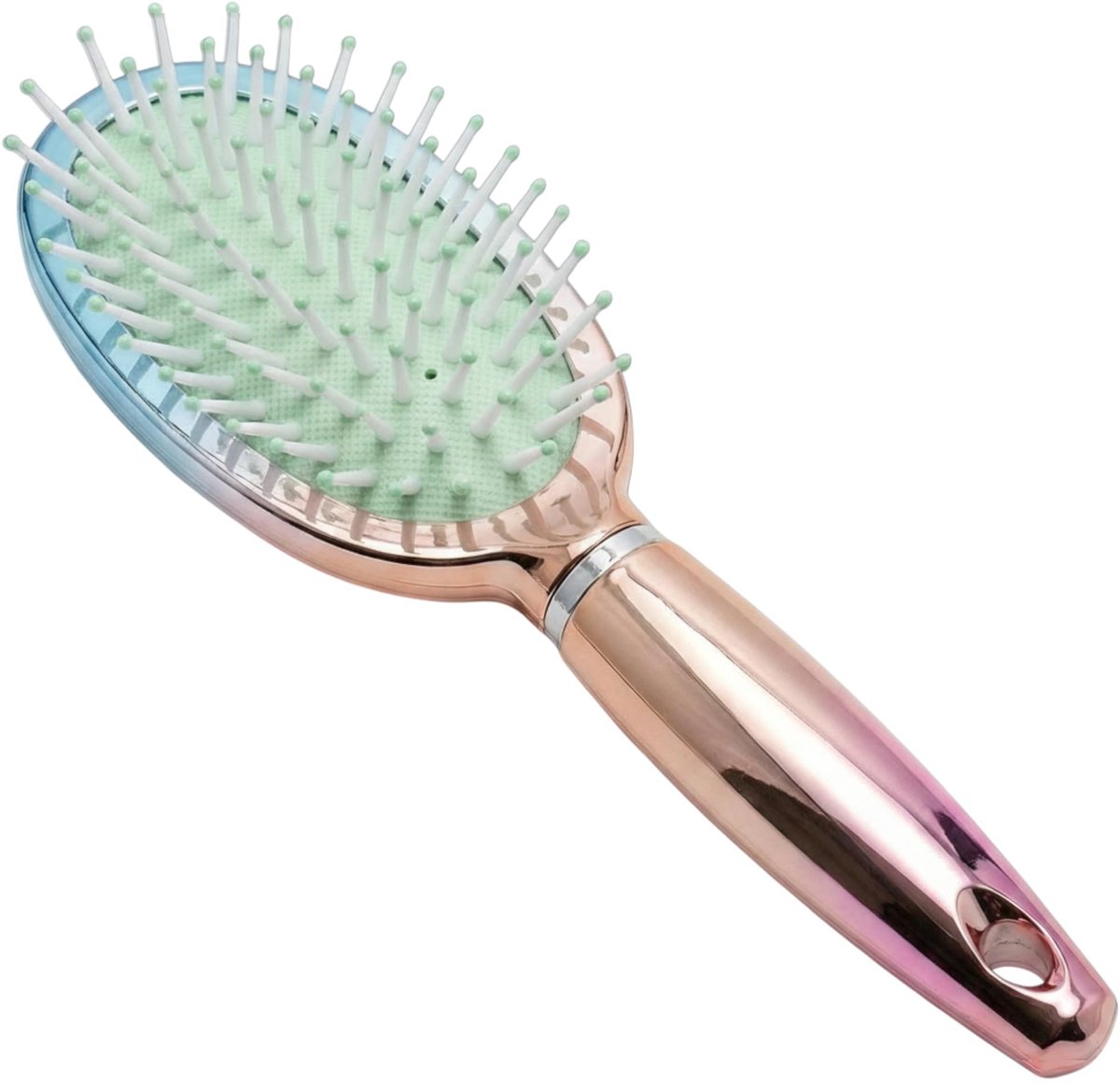 Dailygoods- Haarborstel Antiklit - Ovale Borstel - Ergonomische Handgreep - 18 cm - Ideaal voor Styling - Iriserende Metallic Afwerking - Haarstyler