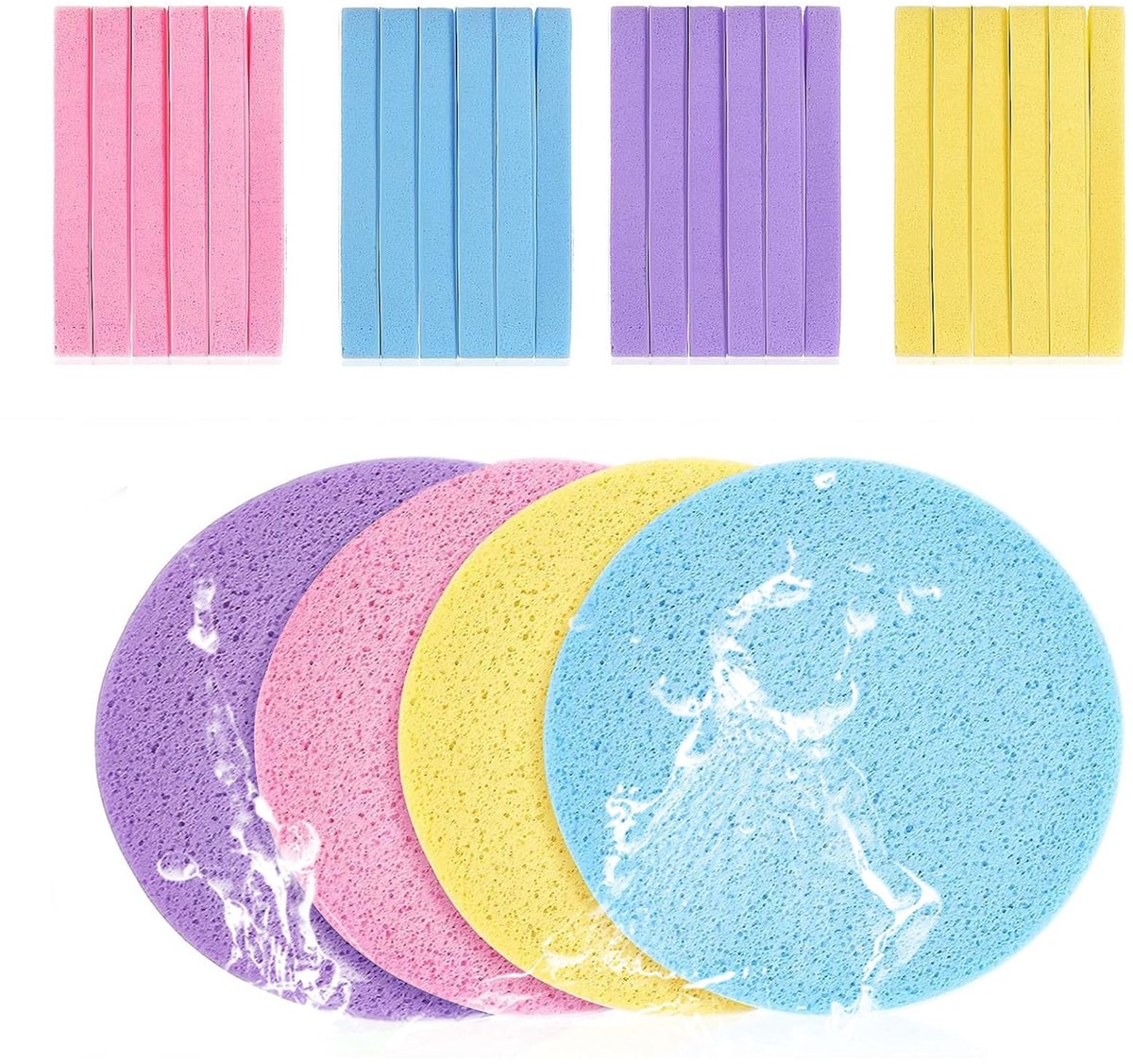 Dailygoods- Gezichtssponzen 48 stuks - Gecomprimeerde Spons - Herbruikbaar - Voor Reinigen/Wassen - Peeling - Afmetingen 8 x 0,8 cm - Make-upspons