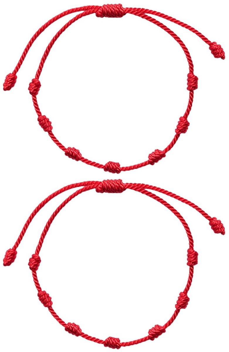 Dailygoods- Armband Handgevlochten - Vriendschapsarmband - Koordarmband - Rood - 2 Stuks - Duurzaam Touw - Vriendschapsband