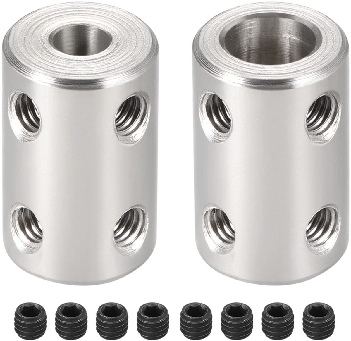 Dailygoods- Koppeling Stijve - Roestvrij Staal - 5 mm tot 8 mm Boring - L22 x D14 - 2 Stuks - Motoraccessoires - Asverbinder