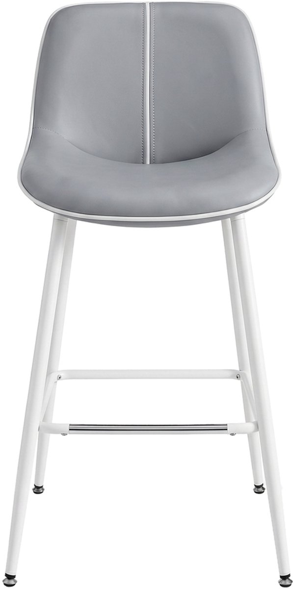 Vasagle Barkruk - Set van 2 - Ergonomische Rugleuning - Kunstleren Zitting - Verstelbare Metalen Poten Duifgrijs
