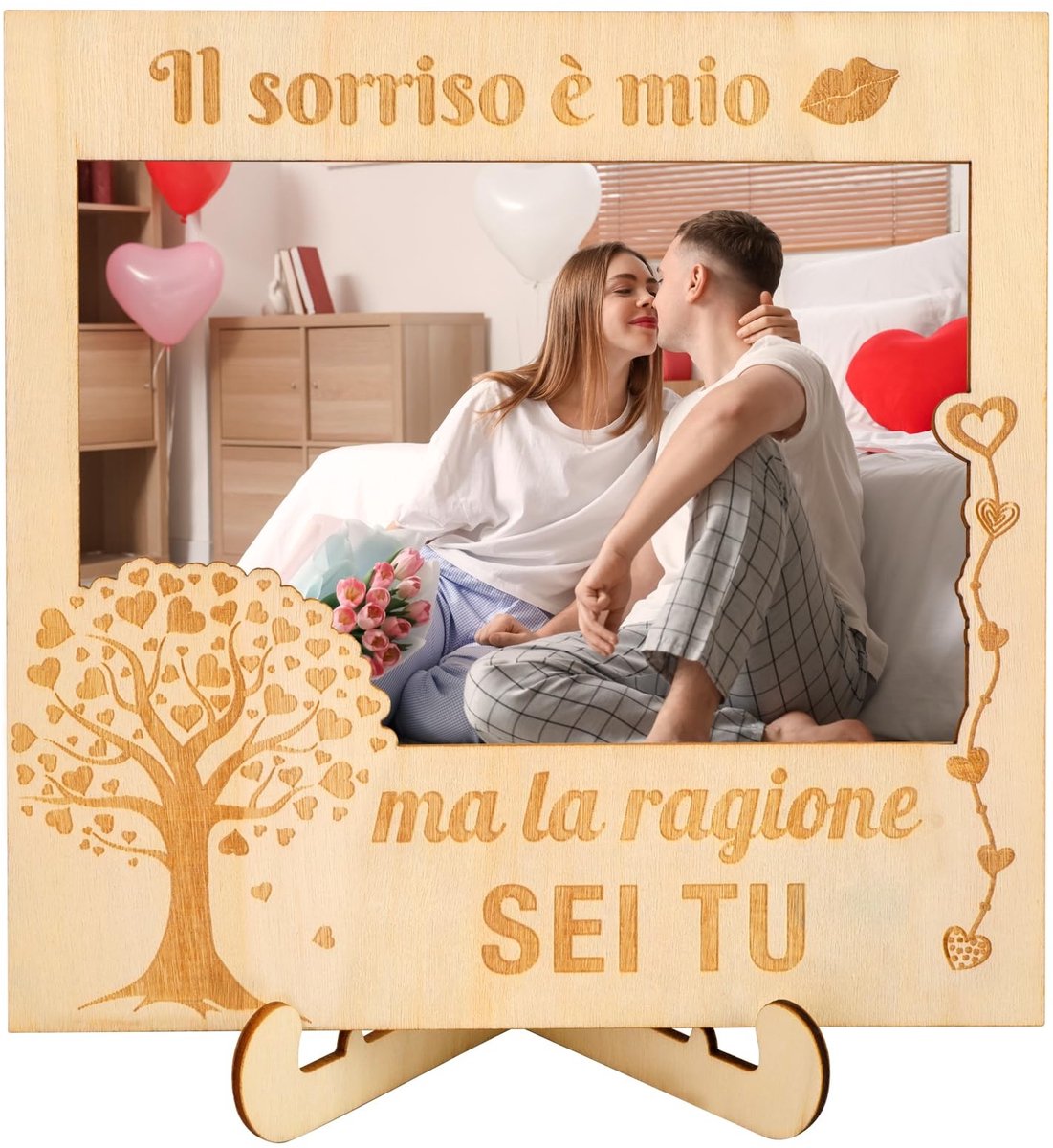 Dailygoods- Fotolijst Hout - Fotolijst met Clip - Cadeau voor Vriend/Vriendin - Valentijnsdag - Hoogwaardig Hout - Natuurlijke Houtkleur - Fotohouder