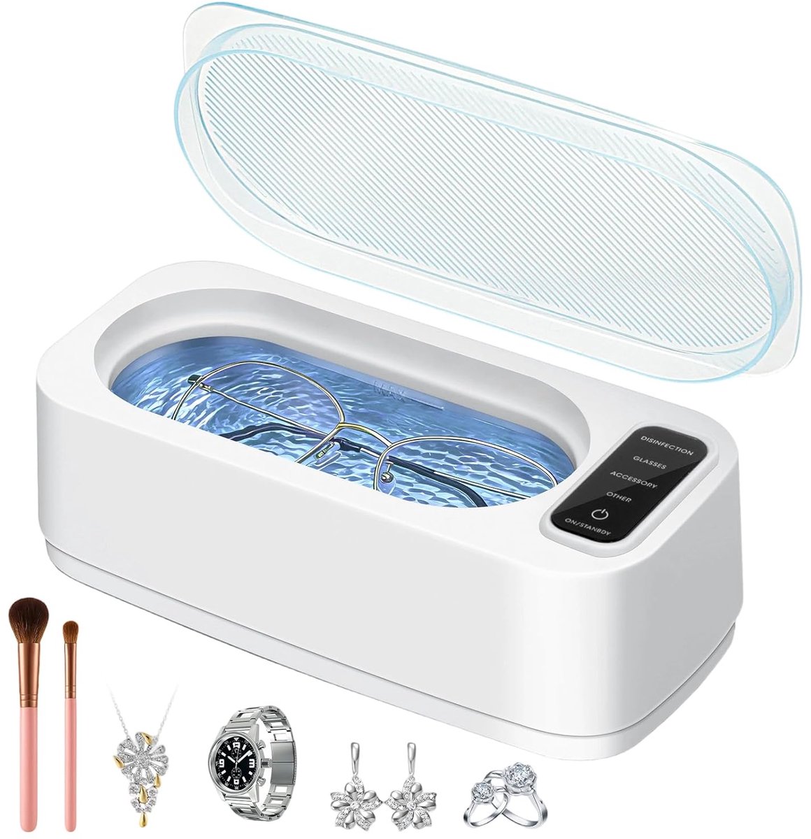 VINATO Ultrasonic Cleaner, 350 ml, Ultrasonic Cleaner with 4 Cleaning Modes for Glasses, Jewellery and Watches