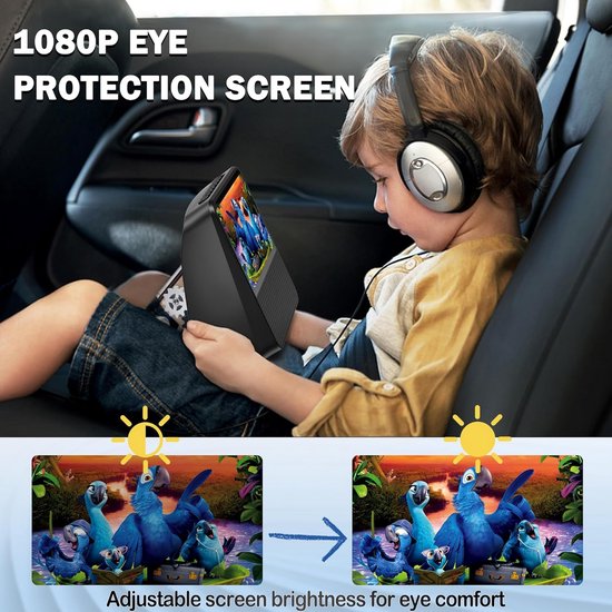 Portable Car DVD Player, 7 Hours Rechargeable Battery, Support CD/DVD/Bluetooth/USB/MP3/AV, Built-in CD/DVD Player with Two Speakers (Black) — afbeelding 5