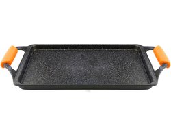 WECOOK! Ecochef Titanium Induction Grill Plate, 37 x 25 cm, 5 Layers, Quantanium, Environmentally Friendly, Without PFOA, Silicone Handles, Cast Aluminum, 5 mm, Glass Ceramic, Gas, Oven