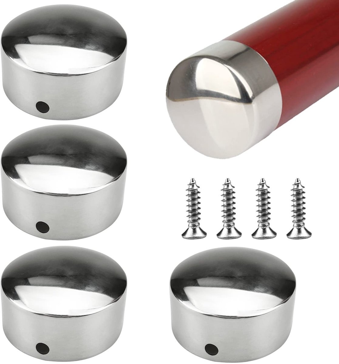 Dailygoods- Leuning Eindkappen 2 Paar - Ronde Railbeugels 45 mm - Roestvrij Stalen Schroeven - Geschikt voor Diverse Leuningen - Pijpeind Bescherming - Voor Winkelcomplexen en Scholen - Leuningkappen