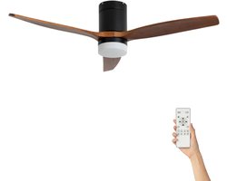 Fantiluxe - Filip - Plafondventilator met verlichting - Zwart Donker Hout - Ø132cm - Afstandsbediening - Met lamp - Plafond ventilator - Slaapkamer
