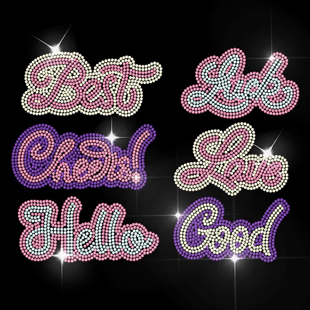 Dailygoods- Strass-sticker met Wensboodschap - Hot Transfer Sticker - Decoratie voor Shirts/Jassen - Glazen Strassteentjes - Afmetingen 29,7 x 21 cm - Levendige Zinnenpatronen - Transferstickers