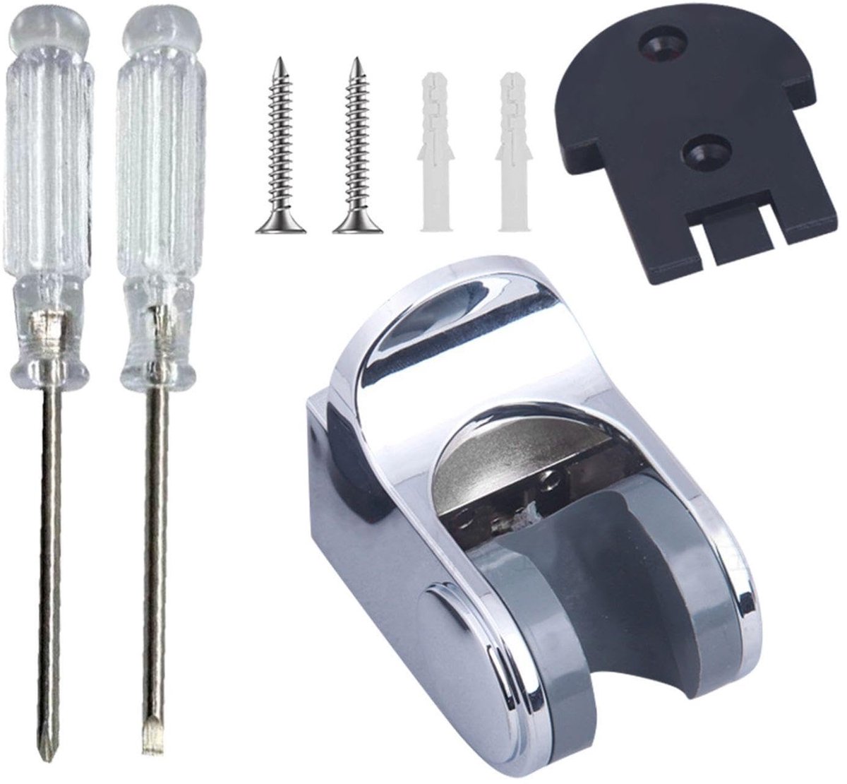 Dailygoods- Douchehouder Vaste Beugel - Douchekopstandaard - Beweegbare Houder - Verstelbare Douchezitting - Mini-Schroevendraaier - Duurzaam ABS-Kunststof - Douchekophouder