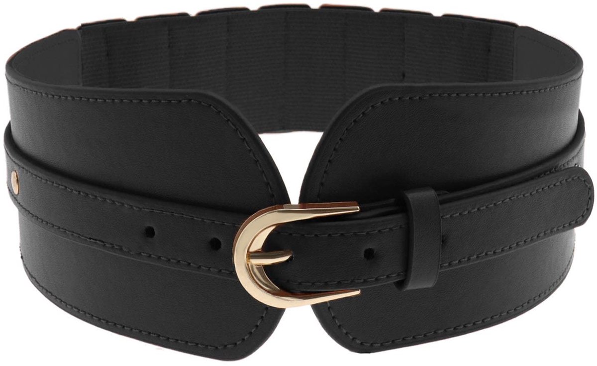 Dailygoods- Tailleriem Brede Elastische Riem - Decoratieve Tailleband - PU-leer - 70-80 cm Tailleomvang - 8 cm Breedte - Modieuze Stijl - Damesriem