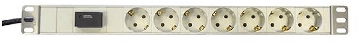 DSIT 19 inch 7 voudige stekkerdoos - Surge Protection Device - wit - geschikt voor serverkast - patchkast en flightcase