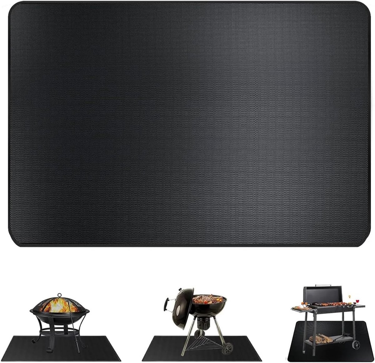 Brandwerende Mat - Onderlegger Vuurkorf - Terras Beschermen - 3 Lagen Glasvezel - 46x38cm - Zwart