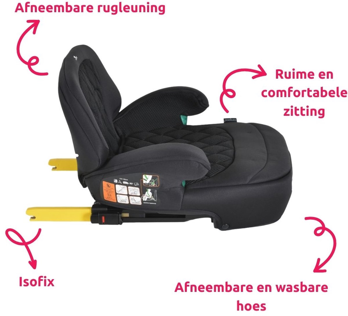 Cangaroo Autozitje Stoelverhoger - Auto Zitverhoger - Jax Black Isofix 125-150 cm i-Size Booster – foto 3