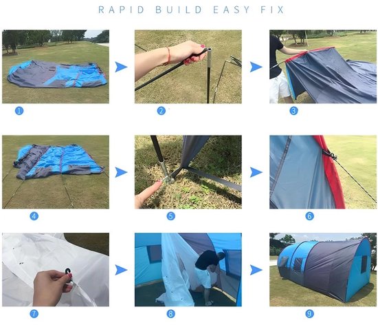 Cellista Grote Familietent 10 Personen - Tunnel Tent Waterdicht - Campingtent met Ademende Ramen - Groepstent voor Kamperen en Reizen - 480x310x210 cm — afbeelding 3